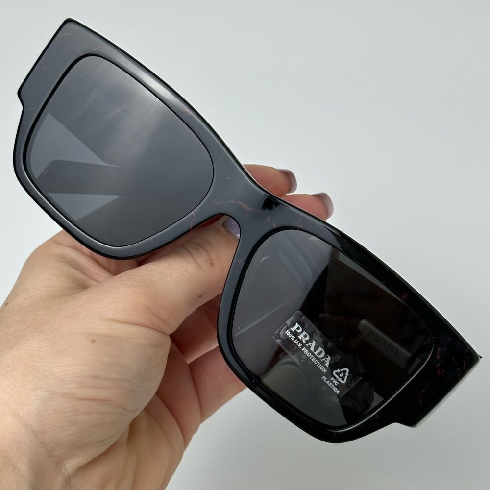PRADA PR10ZSF 11F5S0 Black Etruscan Marble Dark Grey Sunglasses - Picture 9 of 12